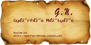 Gyárfás Mátyás névjegykártya